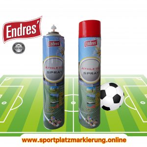 Endres beste Sportplatzmarkierung (günstig, da eigene Herstellung) rot, Art-Nr.75055 "Athleticspray"( Aktion: Dose ab 4,90 Euro ). ORIGINAL über 17 Jahren bewährt. Reichweite ca. 195m/Dose= nur ca. 3,5 Dosen/Platz.